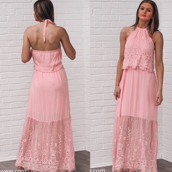Pink Crotchet Halter Maxi - Picture 8 of 8